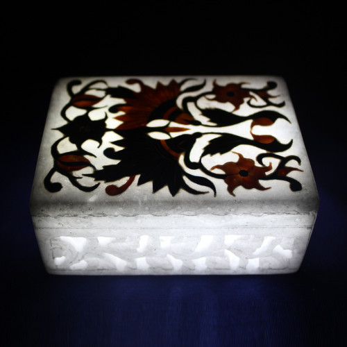 Trinket Boxes Marble Stone Inlay Box Handmade Pietra Dura Collectible Art