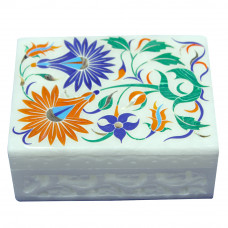 Rectangle Alabaster Marble Inlay Box For Ring Holder