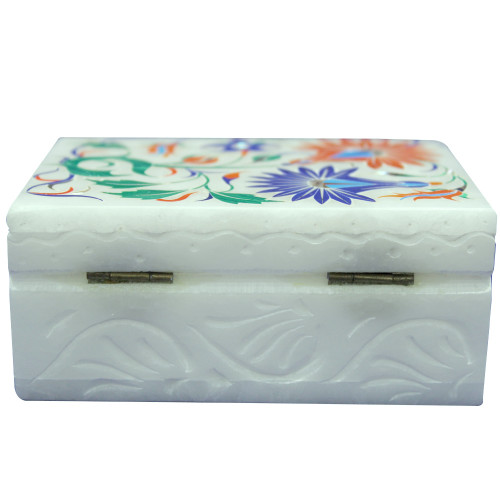 Rectangle Alabaster Marble Inlay Box For Ring Holder