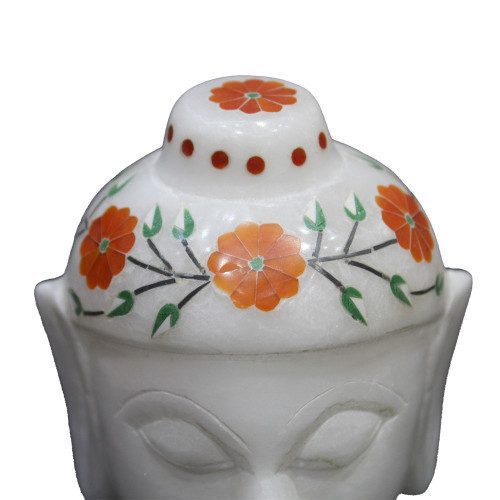 Home Decor White Marble Meditating Buddha Head