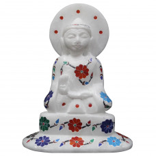 Unique Inlay Art Buddha Statue Decorated With Semi Precious Gemstones