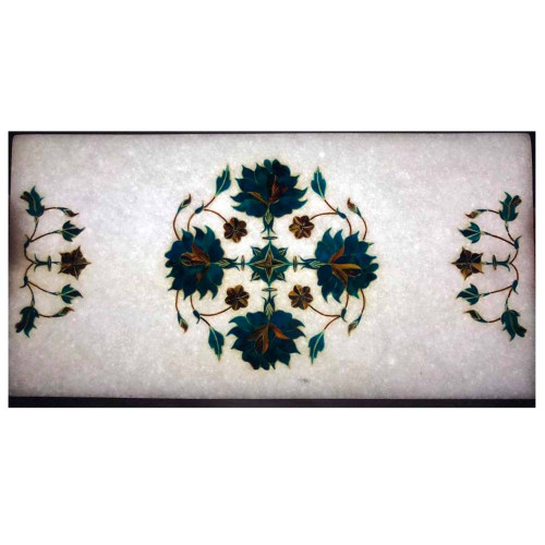 Turquoise Gemstone Inlaid White Marble Cheese Chopping Board