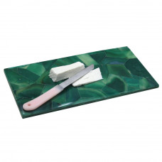 White Marble Inlaid Green Onyx Cheese Cutter For Kitchen