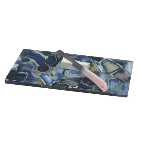 White Marble Inlaid Agate Kitchen Chopping Board