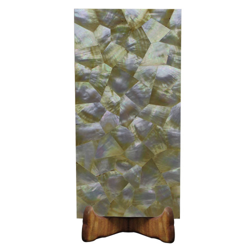 Rectangular White Marble Cheese Platter Inlaid Yellow Pearl Semi Precious Stone