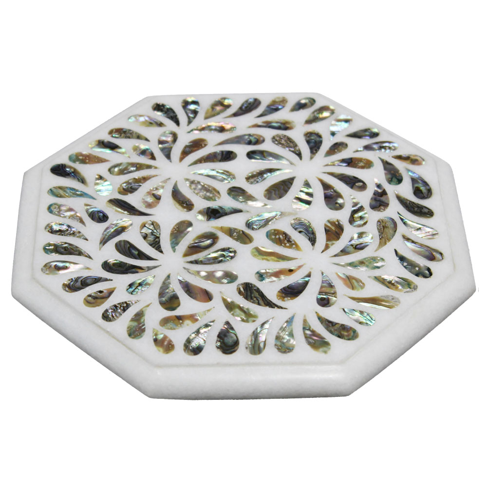 9 Inches Marble Platter with Pietra Dura Art Decent Tortilla Maker for Kitchen 