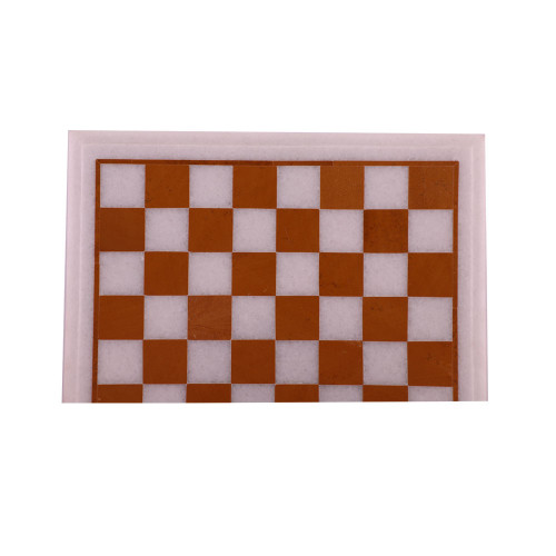 Square White Marble Antique Chess Board Inlaid Gemstone  
