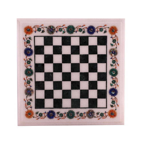 Marble Inlay Chess Set From India Floral Victories 