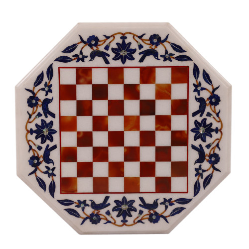 Home Decorative Octagonal White Marble Chess Table Top 
