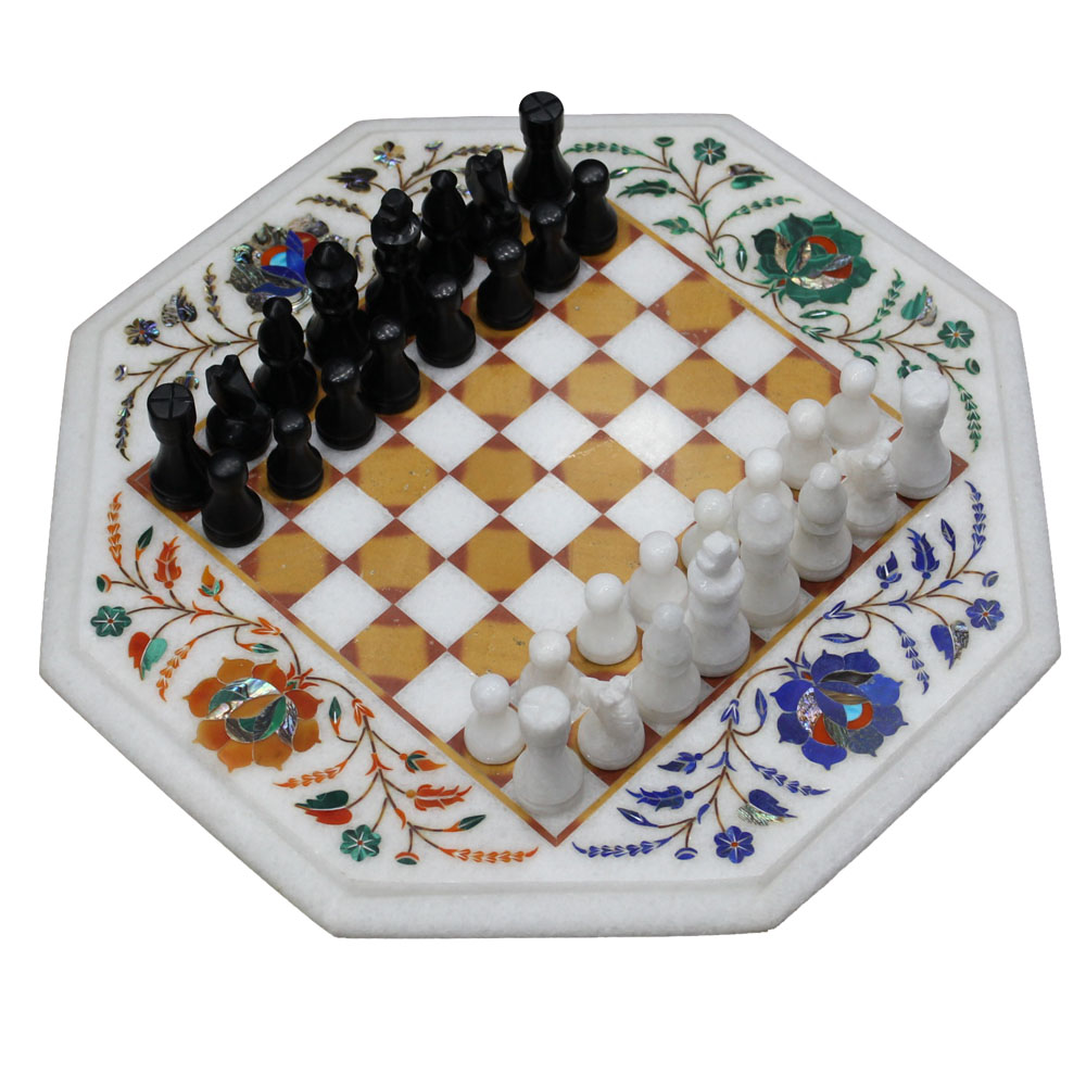 12 Inches Marble Black and White Premium Quality Chess Set