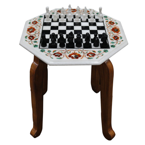 15" x 15" Inch Carnelian Stone Inlaid Marble Chess Game Set 