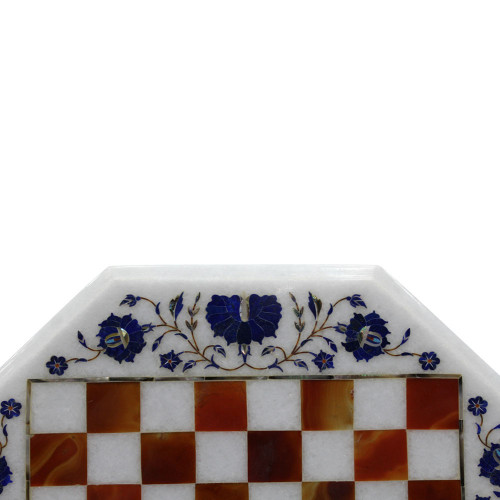Jasper Stone Inlay Marble Chess Set With Wooden Furniture 