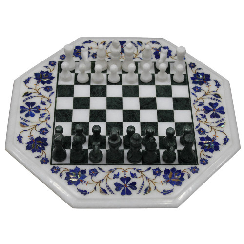 13" x 13" Inch Handmade Marble Inlay Chess Board Game Set 