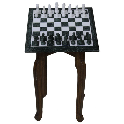 Green Marble Inlay Chess Set Scagliola Work 