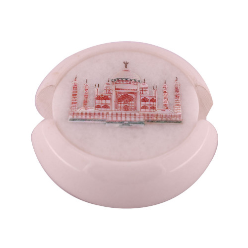 Taj Mahal Inlaid Tea Cup Coaster Pietra Dura Art
