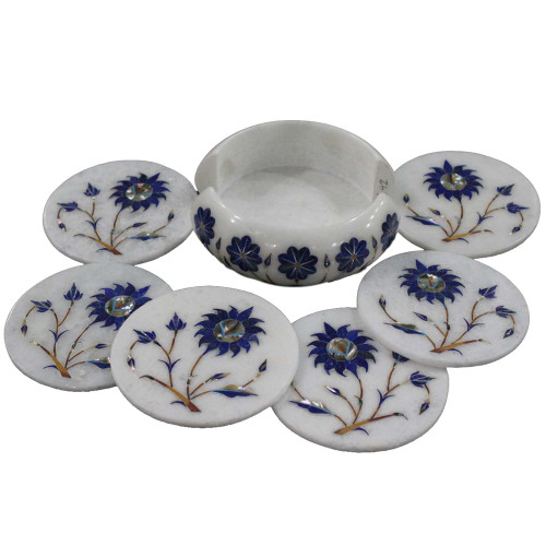 Beautiful Serving White Marble Coaster Set For Home