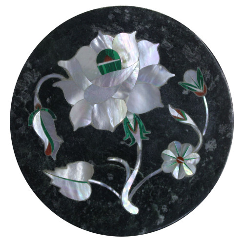 Round Marble Inlaid Tea Coasters For New Year Gift