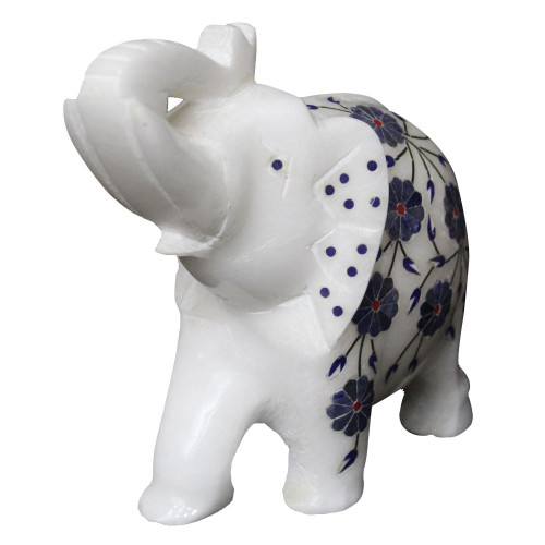 5" Inch White Elephant Sculpture For Home Decoration
