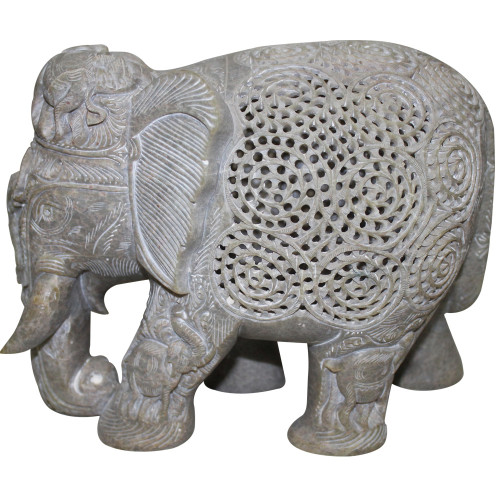 Elephant Statue Soap Stone Unique Lattice Art