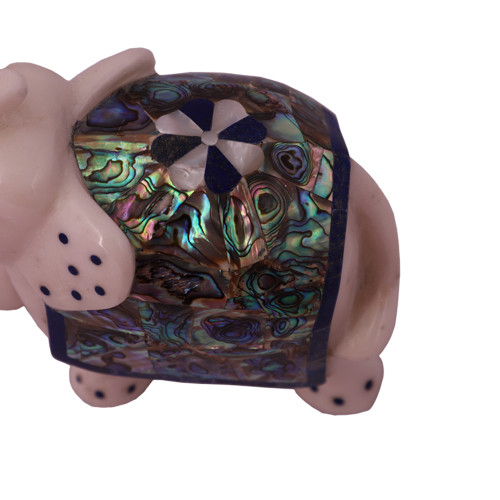 White Marble Elephant Statue Inlaid With Paua Shell Stone