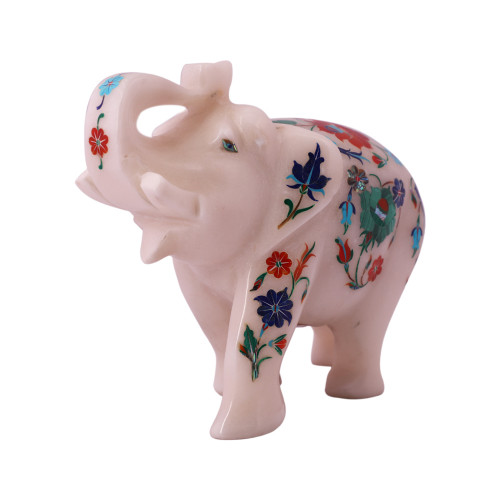 Decorative White Marble Elephant Figurine