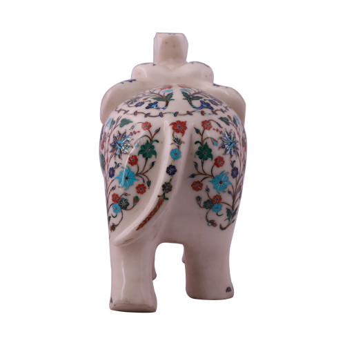Handmade White Marble Elephant Figurine