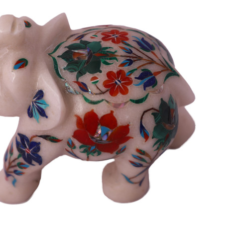 Decorative White Marble Elephant Statue For Home Decor