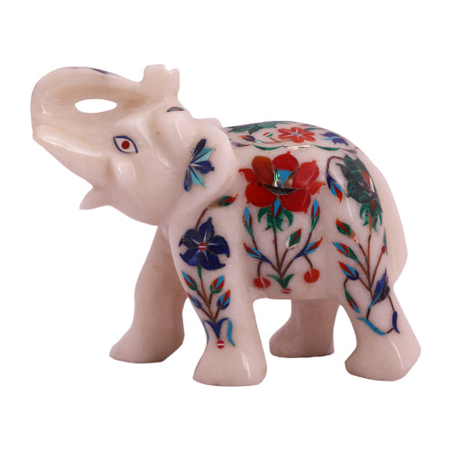 Decorative White Marble Elephant Statue For Home Decor