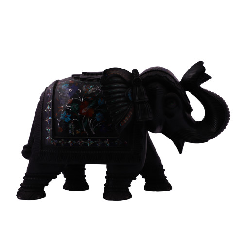 Black Marble Elephant Sculpture For Home Decor