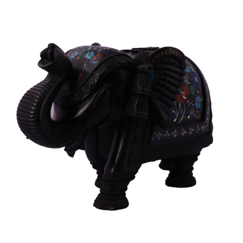 Black Marble Elephant Sculpture For Home Decor