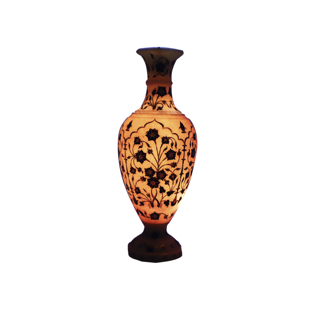 Decorative Marble Round Shape Flower Vase in Elephant Design. INDIAN HANDICRAFTS Work 