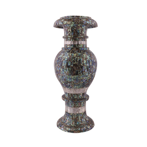 Paua Shell Inlaid Pietra Dura Art Marble Flower Vase 
