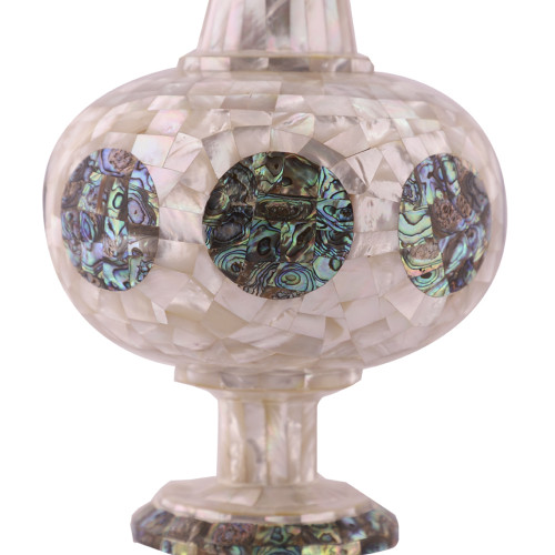 Handmade Inlaid Mother of Pearl White Marble Flower Vase 