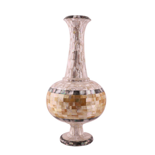 Semiprecious Stones Inlaid Pietra Dura Art Marble Flower Vase 