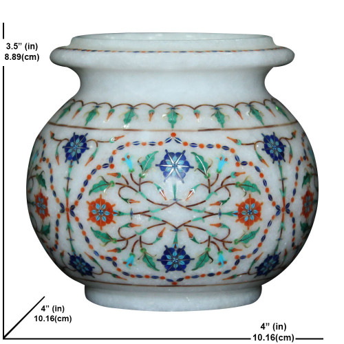 Handicrafts Paradise Floral Decorative Marble Flower Pot 