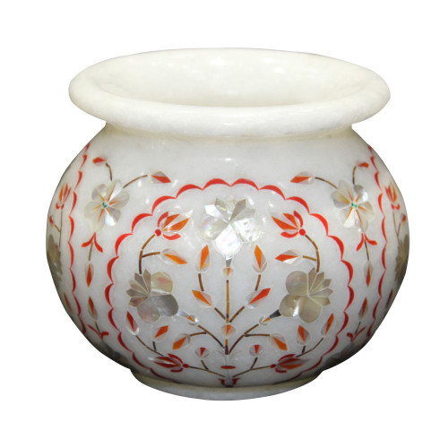 Marble Decorative Flower Pot Inlaid Mother of Pearl 