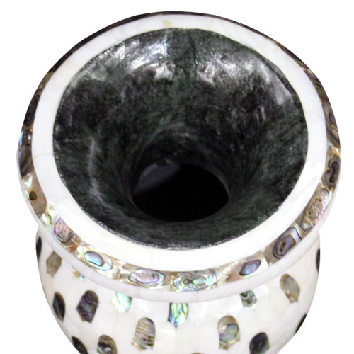 Beautiful Green Marble Flower Vase Inlaid Milky Shell 
