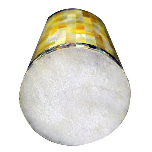 Beautiful White Marble Flower Vase Inlaid Yellow Pearl 