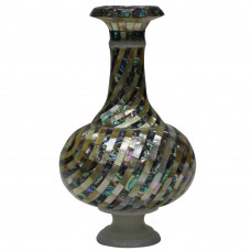 Mosaic Art White Marble Inlay Flower Vase Inlaid Paua Shell 