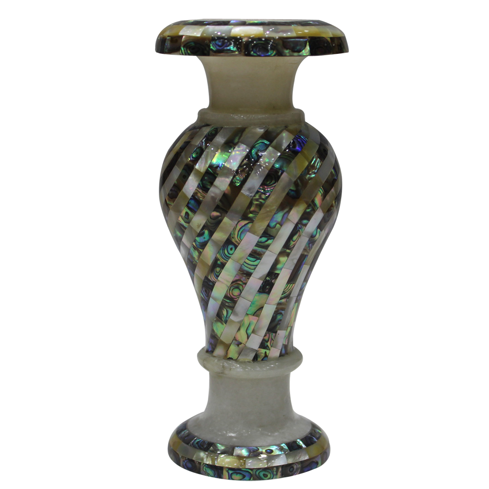 HANDICRAFTS PARADISE Handicrafts Paradise Pair Of Marble Flower Vase With Golden And White Color P 