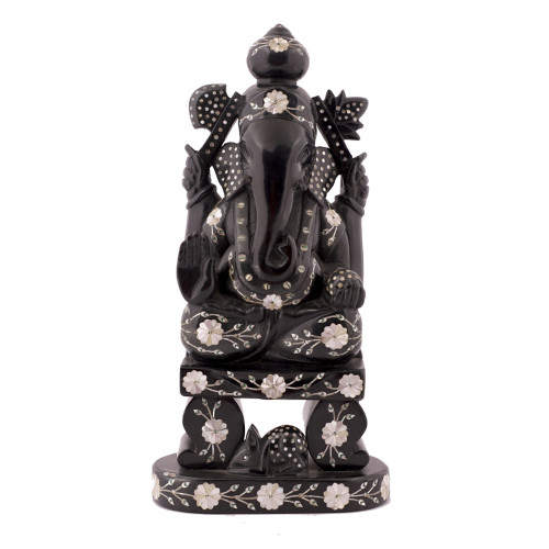 Handmade Black Marble Lord Ganesha Statue For Home