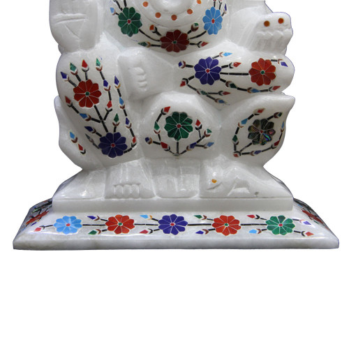 9" x 6" Inch Handmade White Marble Ganesha Sculpture For Home
