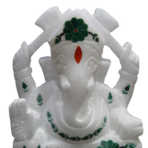 Handmade White Marble Indian God Ganesh Murti