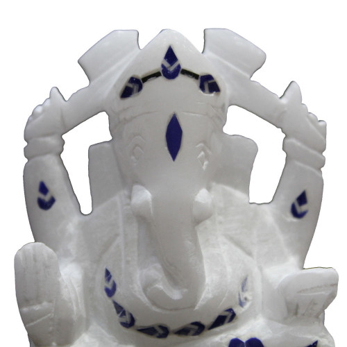 4" x 3" Inch Marquetry Art Marble Inlay Ganesh Murti For Blessing