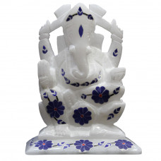 4" x 3" Inch Marquetry Art Marble Inlay Ganesh Murti For Blessing