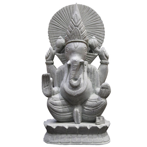 7" x 3.5" Inch Unique Art Stone Carving Ganesh Figurine For Home