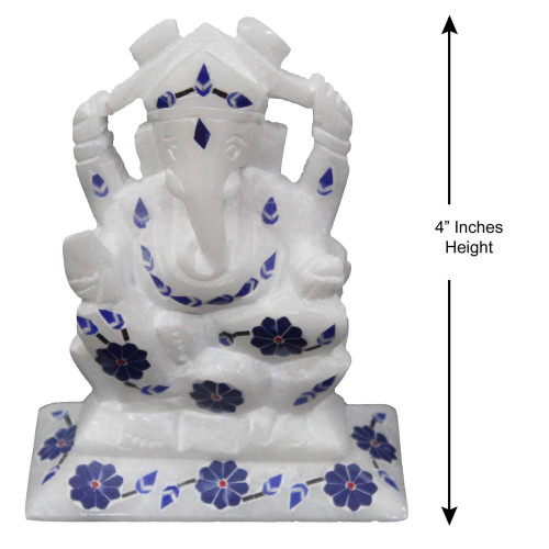 Lapis Lazuli Gemstones Ganesha Statue 4" inches Height