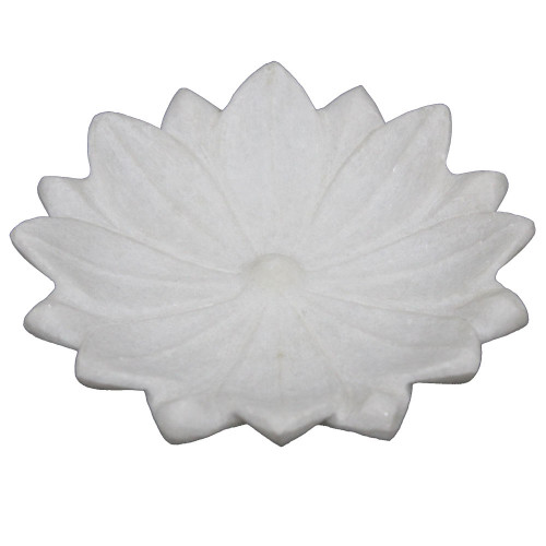 Beautiful White Marble Lotus Leaf Fruit Bowl For Italian Coffee Table