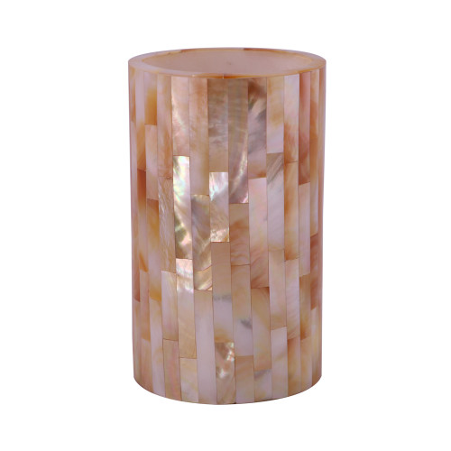 White Marble Tea Candle Holders Inlaid Mother of Pearl Gemstone