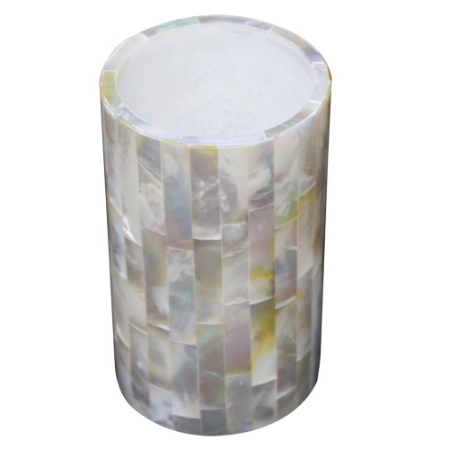 Mother of Pearl White Marble Inlay Flower Vase Cum pen Holder 5" Inch Height 